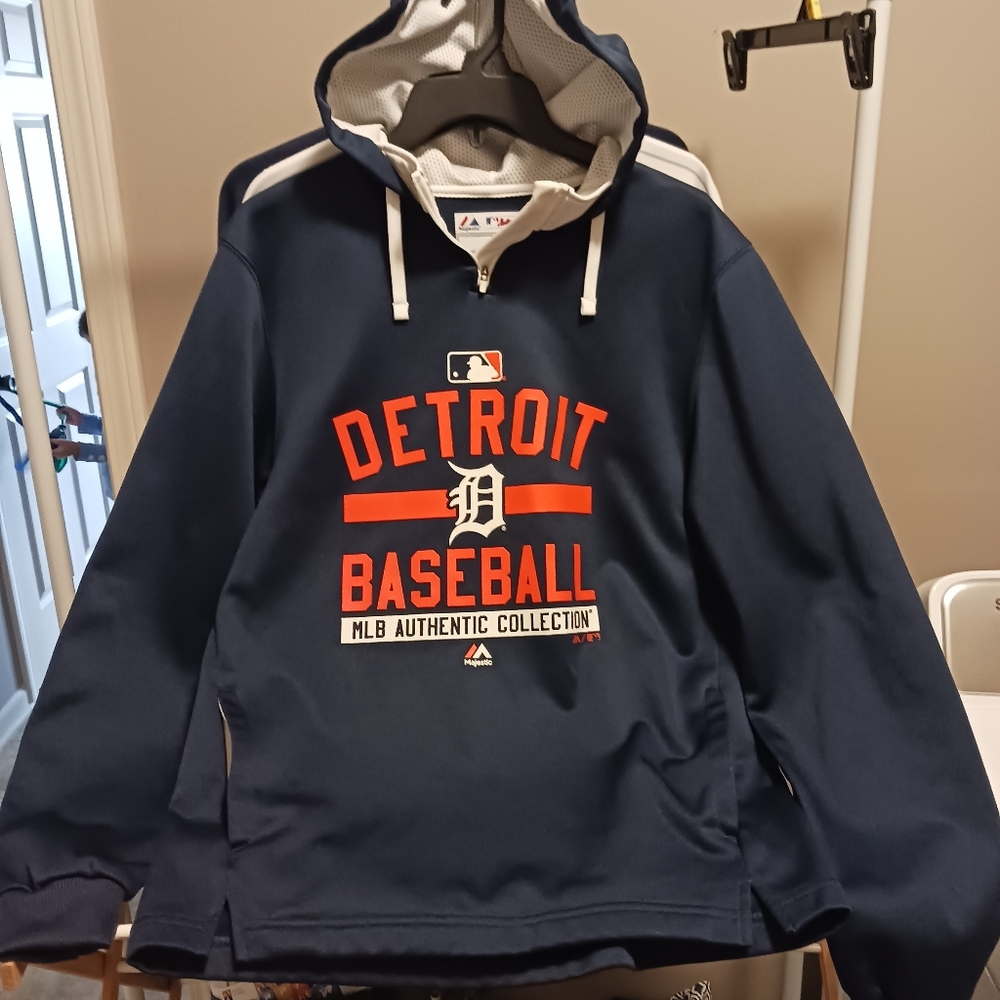 MLB Detroit Navy and Orange Hoodie